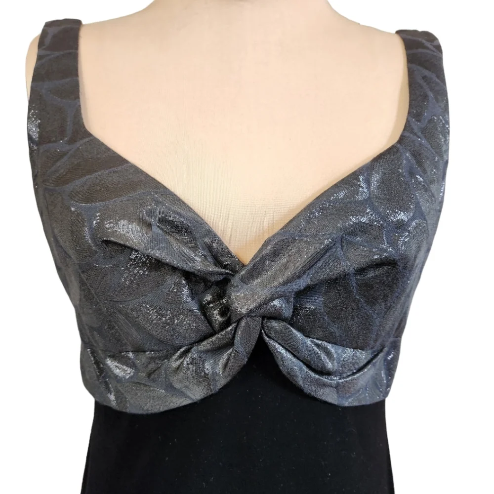 PATRA Black & Silver Velvet Jacquard Evening Gown - Size 10 - Picture 6 of 14